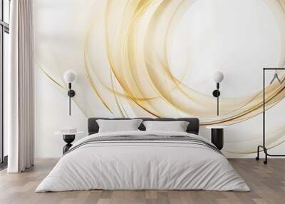 Abstract gold circle lines on white background. Wall mural