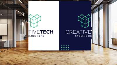 Abstract initial letter T inspiration logo with technology style, Design Inspiration, Vector Wall mural