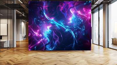 Abstract Neon Light Swirls Wall mural