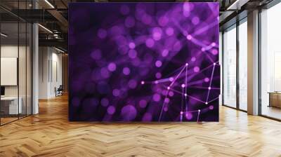 Abstract purple background with connecting dots and lines. Structure and communication. Plexus effect. Abstract science geometrical network background.  Wall mural