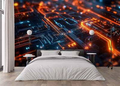 abstract tech futuristic innovative concept background.  Wall mural