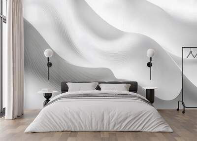 Abstract Wave Background. Minimal White Geometric Wallpaper.  Wall mural