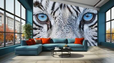 Big eyes. Blue eyes of a white tiger close-up.  Wall mural