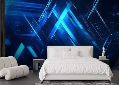 blue geometric shape abstract technology background.  Wall mural