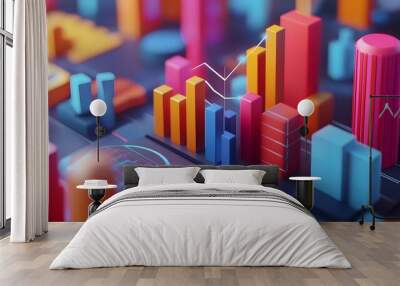 Business strategy concept. Business financials, leadership, direction and growth, planning. 3d render illustration.  Wall mural