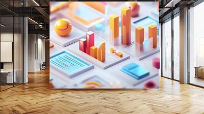 Business strategy concept. Business financials, leadership, direction and growth, planning. 3d render illustration.  Wall mural