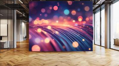 defocused image of fiber optics lights on business background.  Wall mural