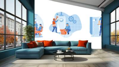 Technician repairing the washing machine. Home repair concept. Wall mural