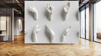 Mannequin hands set, isolated female hand white sculptures elegant gestures isolated 3d rendering concept. Wall mural