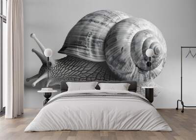 snail on the white background.  Wall mural