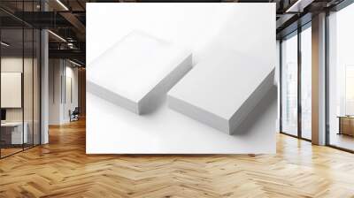 Two white US business card Mockup on white background 3D rendering.  Wall mural