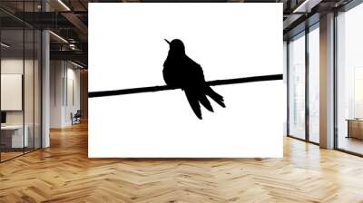 Perched Hummingbird Silhouette, can use Art Illustration, Website, Logo Gram, Pictogram or Graphic Design Element. Vector Illustration Wall mural