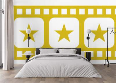 Visual of the Five (5) Star Sign in the Filmstrip Silhouette. Star Rating Icon Symbol for Film or Movie Review, Pictogram, Apps, Website or Graphic Design Element. Rating 4 Star. Format PNG Wall mural