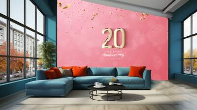 20th Anniversary background with shiny gold outlined numbers. Wall mural