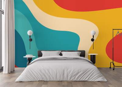 Abstract fluid background pattern in colorful shape design. Modern retro design style for poster, flyer, wallpaper and copy space Wall mural