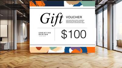 Abstract gift card template design. Trendy minimalist voucher print design Wall mural