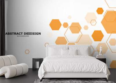 Abstract hexagon frame for futuristic banner template. Technology background design Wall mural