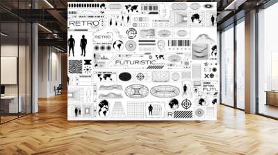 big bundle of retro futuristic design element Wall mural