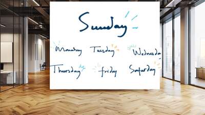 cute day text writing for weekly planners Wall mural