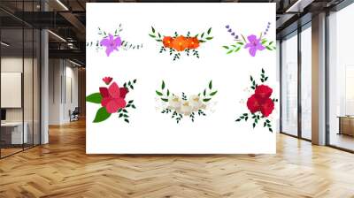 set of flowers wreath Wall mural