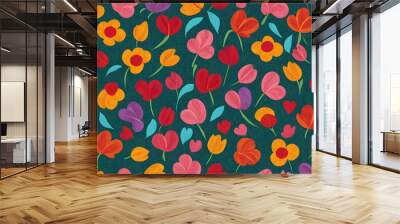 Artifical Intelligence generated seamless floral elements. Abstract Modern Brochure floral Design patterns Wall mural