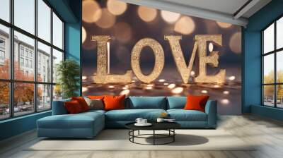 Happy Valentine's Day celebration concept with I Love You text. AI generated image, ai Wall mural