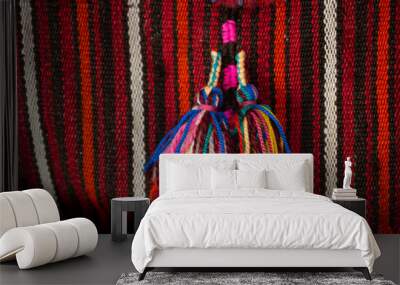 Traditional ethnic  tassels in various colors. Vintage design elements Wall mural