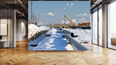 construction of a gas pipeline in the winter Wall mural