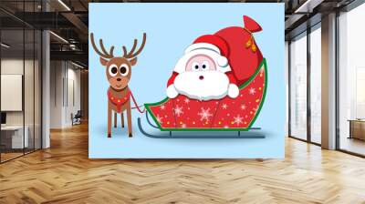 Lovely Santa Claus. Christmas symbol. Stylized character. New Ye Wall mural