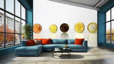 standing euro coins cents on gray background Wall mural