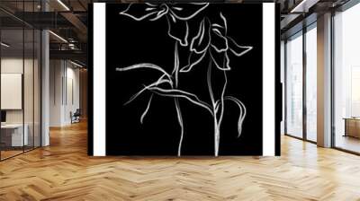 Flowers drawing and sketch. Vector poster. Living room poster, wall decoration poster Wall mural