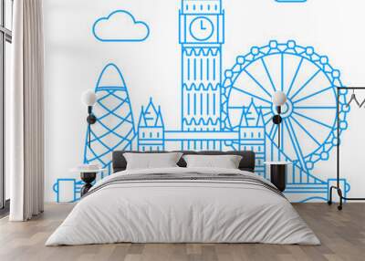 London vector illustration and typography design, England, United Kingdom Wall mural