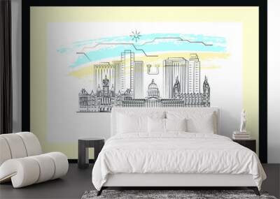 Salt Lake City poster minimal linear vector illustration and typography design, Utah, Usa Wall mural