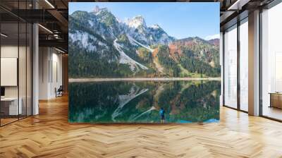 Beautifu view of  Vorderer Gosausee Lake during the autumn - Gosau, Austria Wall mural