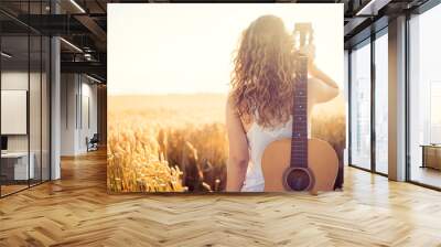 beautiful girl enjoying nature Wall mural