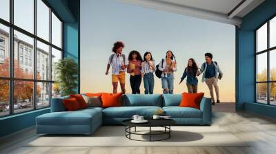 Cheerful students socializing. Wall mural