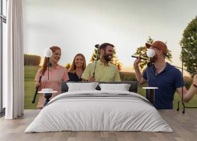 Enjoying their day of golf together Wall mural