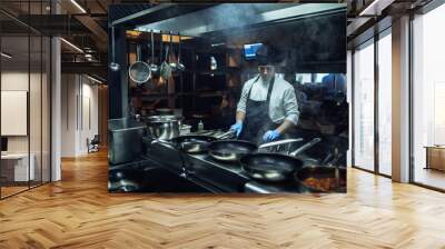 Multitasking in the kitchen Wall mural