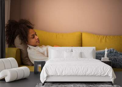 Reading makes her sleepy Wall mural