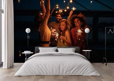 Splendid sparkler fun Wall mural