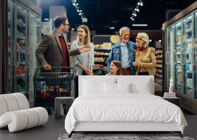 Three generation family in shopping Wall mural