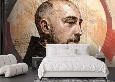 Art portrait of Saint Ignatius of Loyola Wall mural