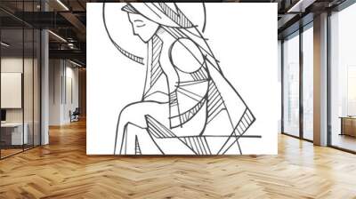 Virgin Mary hand drawn illustration Wall mural