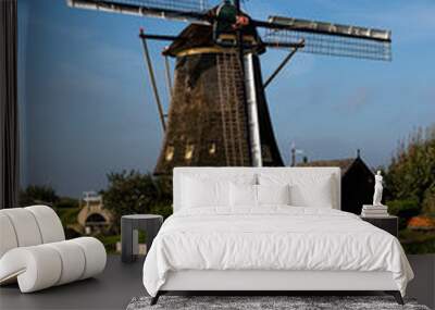 The windmills of Kinderdijk. Wall mural