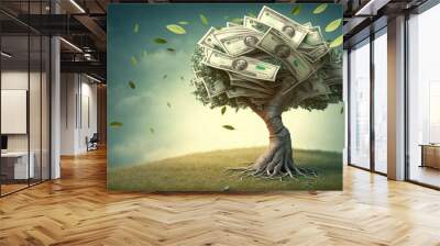 money tree, greenbacks growing on tree, ROI, return on investment, wealth creation, revenue growth, cost benefit analysis, discounted cashflow Wall mural