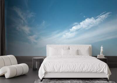 Beautiful Horizon Blue Sky with Subtle Clouds Background and Empty Floor Wall mural