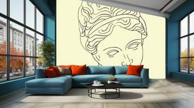 greek woman sculpture, sculpture line, antique classical sculpture, ancient sculpture, hand drawn, boho colors, classical sculpture, modern style Wall mural