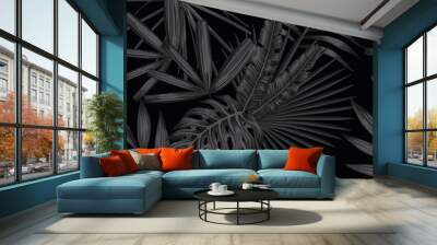 Tropical seamless pattern in black and white style Wall mural