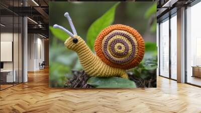 Amigurumi snail with a spiral shell  Wall mural