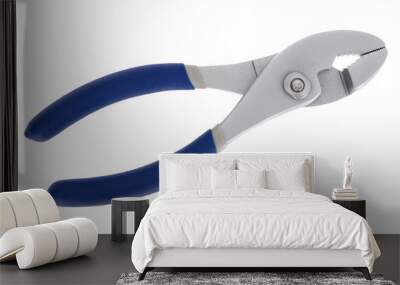 blue handle grip pliers on a white background. Wall mural